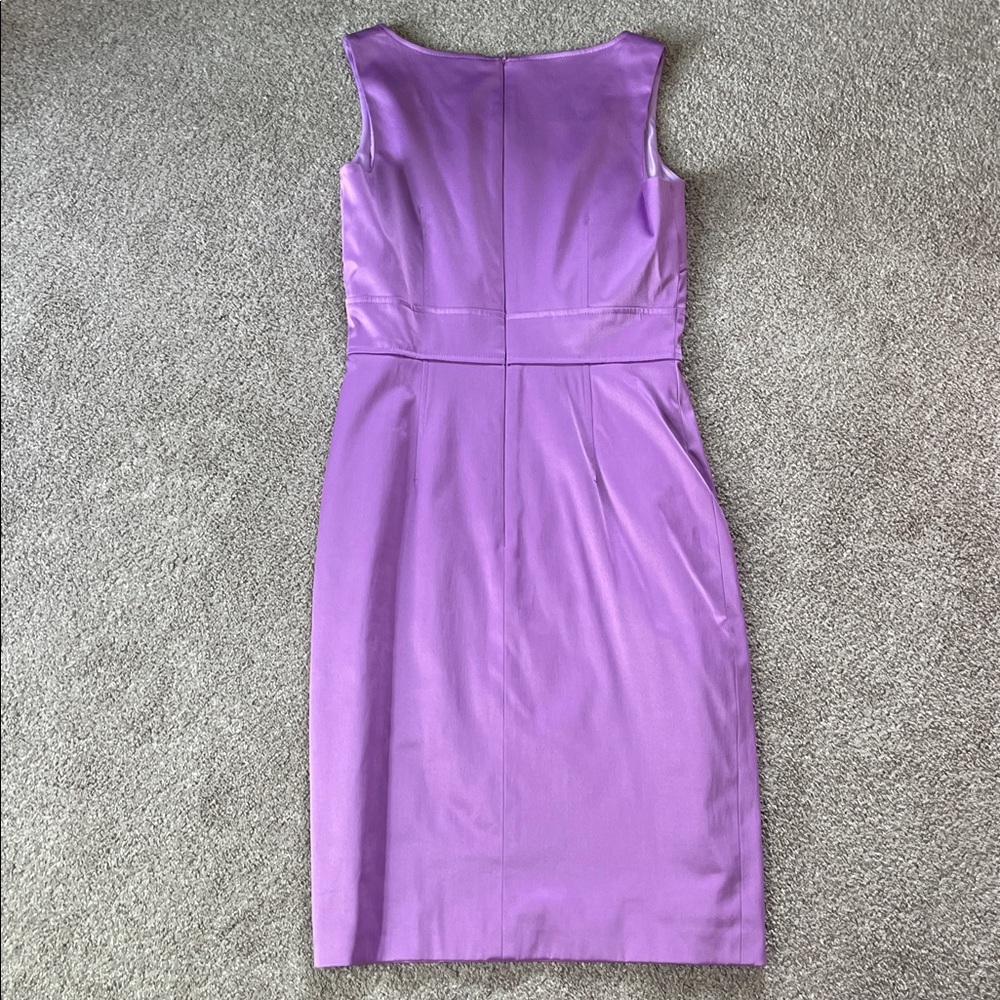 David Meister Glossy Lavender Lilac Purple Cotton Blend stretch satin Sheath sz4 - Picture 8 of 10